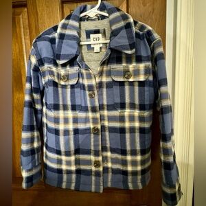 GAP Blue Plaid Button-Up Jacket size M